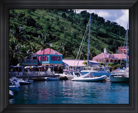 Framed Sopers Hole Wharf, Pussers Landing, Frenchmans Cay, Tortola, Caribbean Print