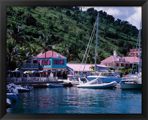 Framed Sopers Hole Wharf, Pussers Landing, Frenchmans Cay, Tortola, Caribbean Print