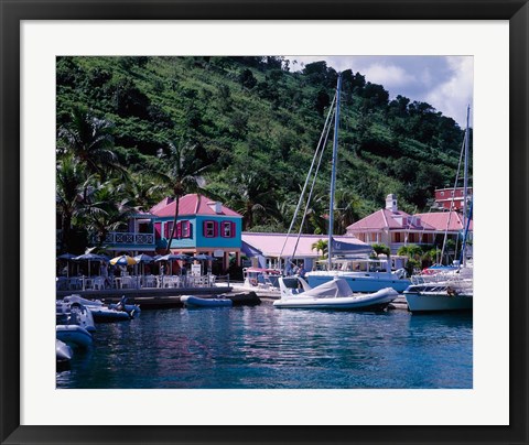 Framed Sopers Hole Wharf, Pussers Landing, Frenchmans Cay, Tortola, Caribbean Print