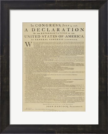 Framed United States Declaration of Independence Print