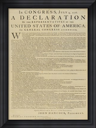 Framed United States Declaration of Independence Print
