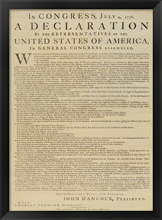 Framed United States Declaration of Independence Print