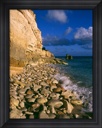 Framed Cliffs at Cupecoy Beach, St Martin, Caribbean Print
