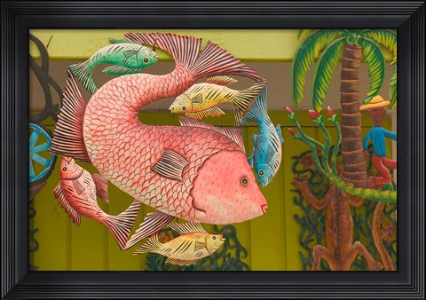 Framed Fish Souvenir at Al Vern&#39;s Craft Market, Turks and Caicos, Caribbean Print