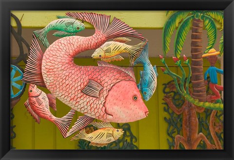 Framed Fish Souvenir at Al Vern&#39;s Craft Market, Turks and Caicos, Caribbean Print