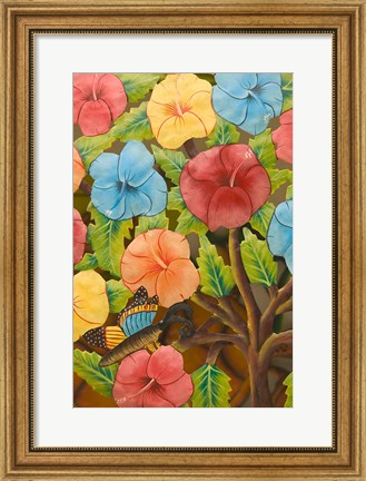 Framed Floral Souvenirs at Al Vern&#39;s Craft Market, Turks and Caicos, Caribbean Print