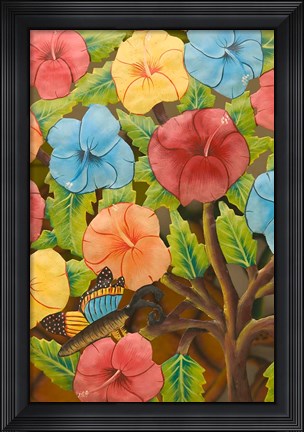Framed Floral Souvenirs at Al Vern's Craft Market, Turks and Caicos, Caribbean Print