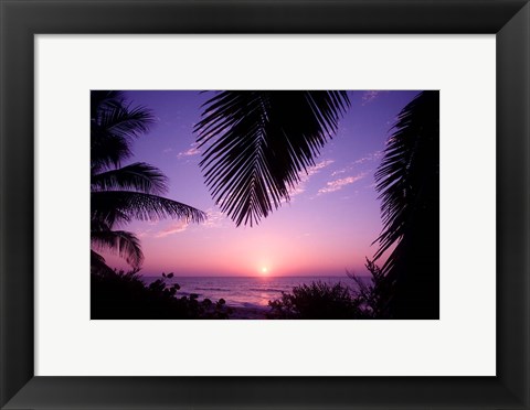 Framed Sunset, Cayman Brac, Cayman Islands, Caribbean Print