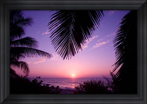 Framed Sunset, Cayman Brac, Cayman Islands, Caribbean Print