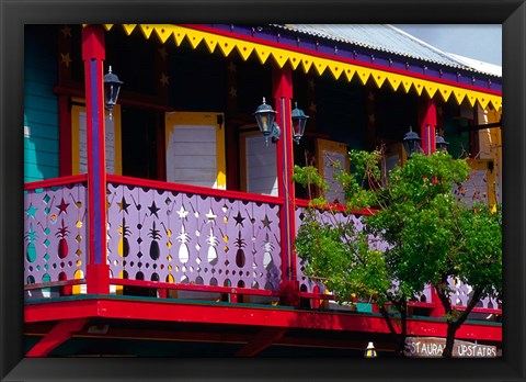 Framed Dutch Buildings in Philipsburg, St Maarten, Caribbean Print