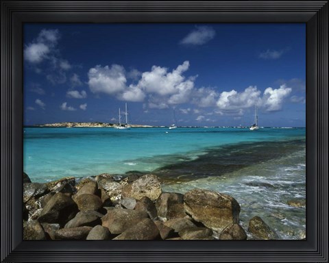 Framed Orient Bay, St Martin, Caribbean Print