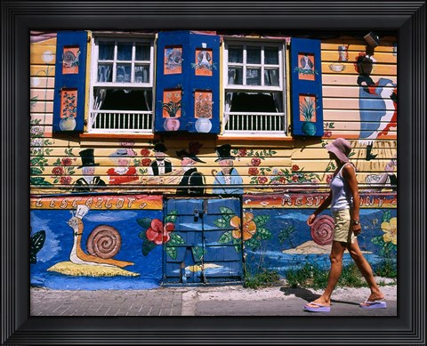 Framed L&#39;Escargot Restaurant in Philipsburg, St Martin, Caribbean Print