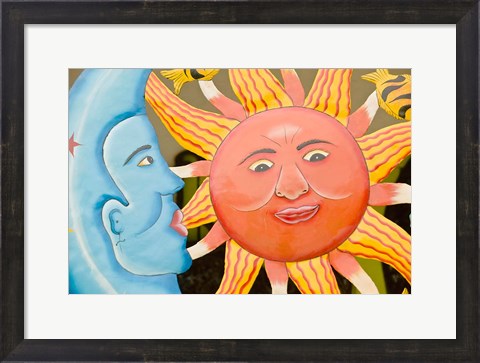 Framed Sun and moon Souvenirs at Al Vern&#39;s Craft Market, Turks and Caicos, Caribbean Print
