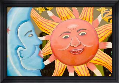 Framed Sun and moon Souvenirs at Al Vern's Craft Market, Turks and Caicos, Caribbean Print