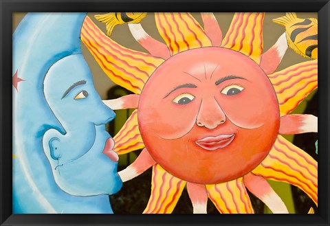 Framed Sun and moon Souvenirs at Al Vern&#39;s Craft Market, Turks and Caicos, Caribbean Print