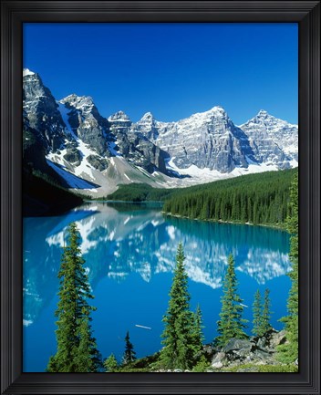 Framed Wenkchemna Peaks and Moraine Lake, Banff NP, Alberta, Canada Print