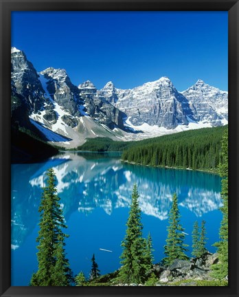 Framed Wenkchemna Peaks and Moraine Lake, Banff NP, Alberta, Canada Print