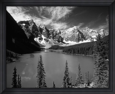 Framed Wenkchemna Peaks reflected in Moraine lake, Banff National Park, Alberta, Canada Print