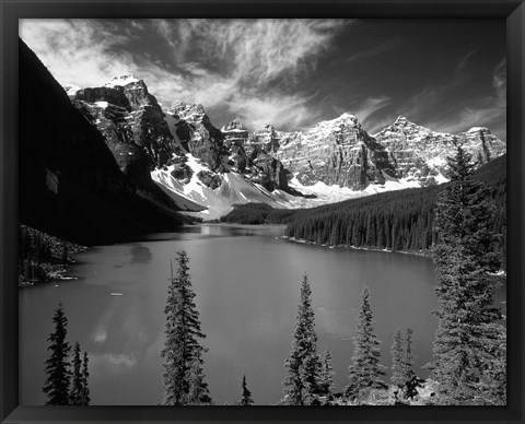 Framed Wenkchemna Peaks reflected in Moraine lake, Banff National Park, Alberta, Canada Print