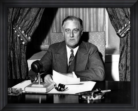 Framed World War Two photo of President Franklin Delano Roosevelt Print