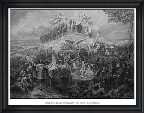 Framed Christopher Columbus Arriving in America Print