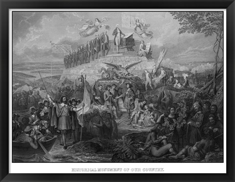 Framed Christopher Columbus Arriving in America Print