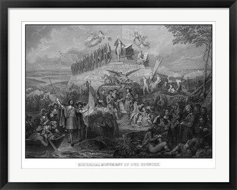Framed Christopher Columbus Arriving in America Print
