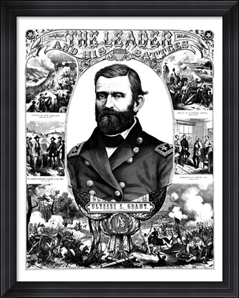 Framed Ulysses S Grant in Military Uniform Print