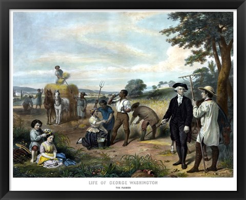 Framed George Washington On His Farm Print