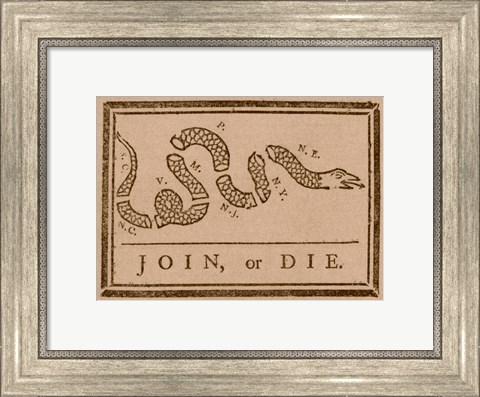 Framed Join or Die Created by Benjamin Franklin Print