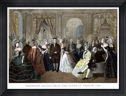 Framed Benjamin Franklin&#39;s Reception by the French Court Print