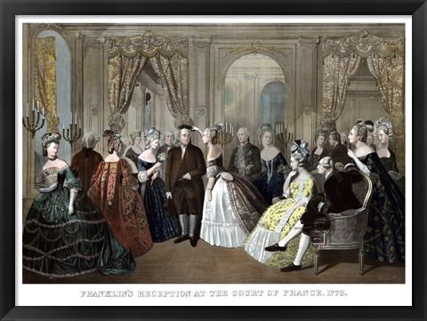 Framed Benjamin Franklin&#39;s Reception by the French Court Print