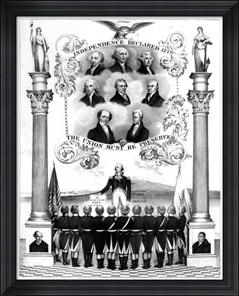 Framed First Eight Presidents of The United States Print