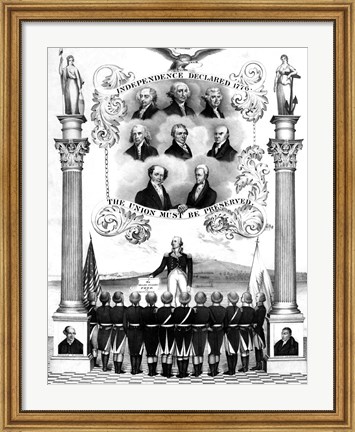 Framed First Eight Presidents of The United States Print