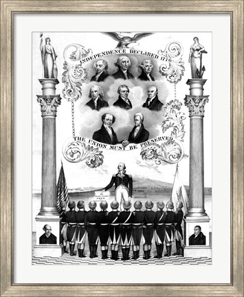 Framed First Eight Presidents of The United States Print