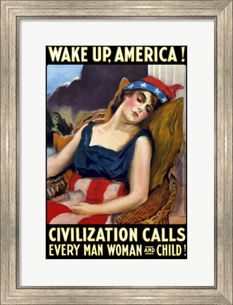 Framed Lady Liberty Sleeping - Wake Up, America! Print