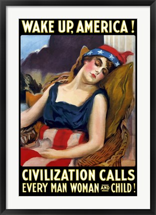 Framed Lady Liberty Sleeping - Wake Up, America! Print