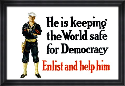 Framed Enlist and Help Him - Navy Sailor Print