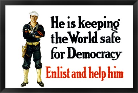 Framed Enlist and Help Him - Navy Sailor Print