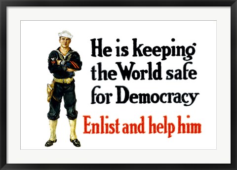 Framed Enlist and Help Him - Navy Sailor Print