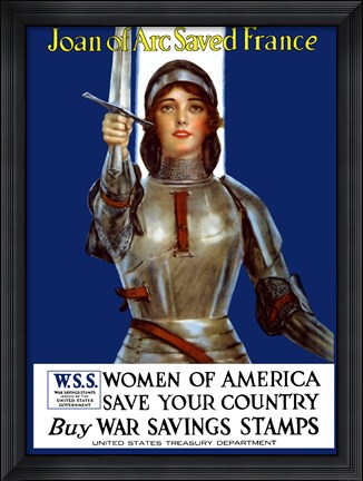 Framed Joan of Arc - Vintage WWI Print