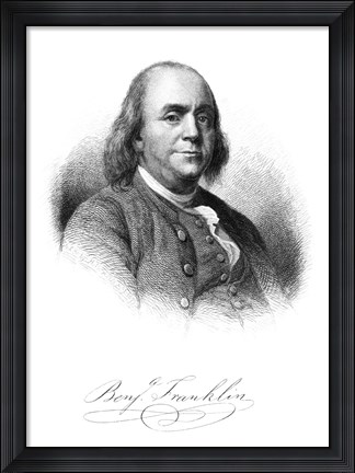 Framed Benjamin Franklin (vintage portrait) Print