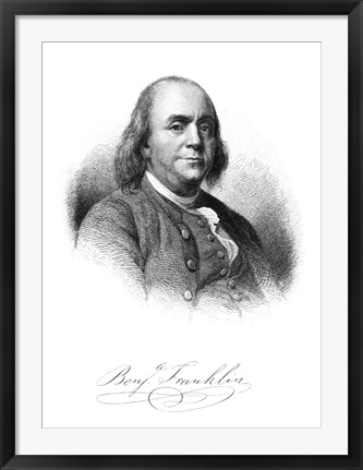 Framed Benjamin Franklin (vintage portrait) Print