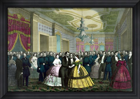Framed President Abraham Lincoln and Wife at Their Last Reception Print