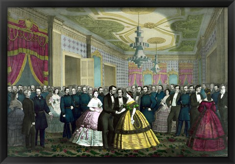 Framed President Abraham Lincoln and Wife at Their Last Reception Print