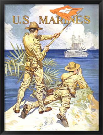 Framed WWI - Two Marines on the Beach Print