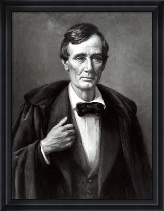 Framed President Abraham Lincoln Wearing Overcoat Print