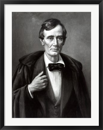 Framed President Abraham Lincoln Wearing Overcoat Print