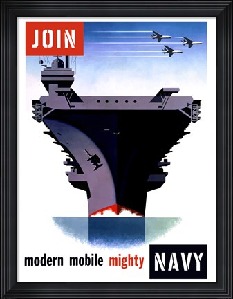 Framed Modern, Moblie, Mighty, Navy Print