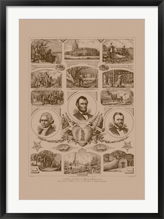 Framed Presidents Grant, Lincoln and Washinton Print